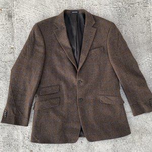 Paul Fredrick Men Blazer Brown Sport Coat Two Button Jacket 100% Wool Size 42R